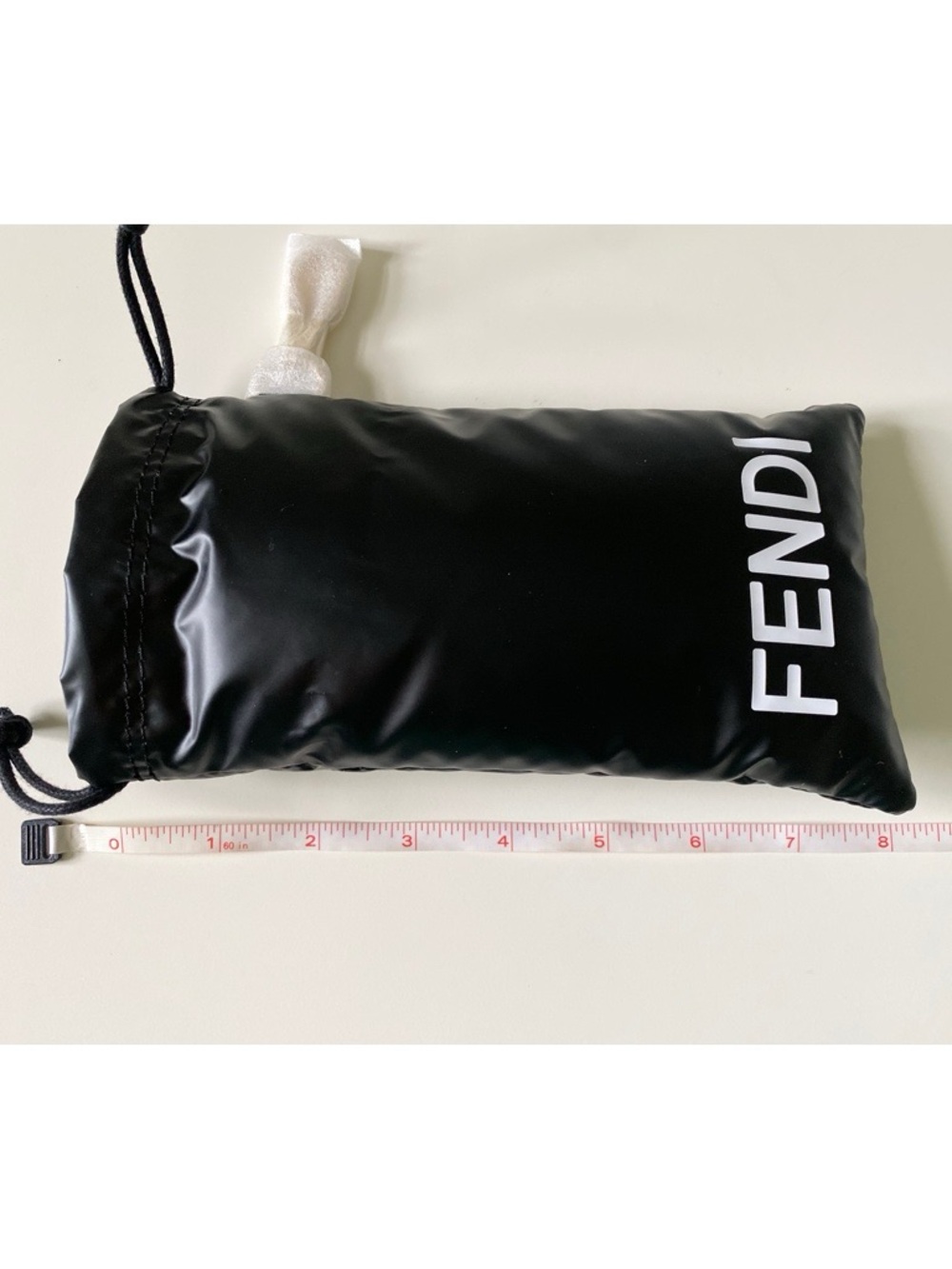 Fendi Black Drawstring Logo Pouch with White Branding - Picture 3 of 7